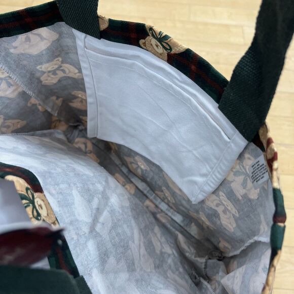 VIRAL Tartan Plaid Teddy Bear Cotton Canvas Tote Reusable Shopping Bag Handbag - Picture 6 of 12